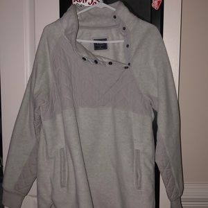 Light grey A&F oversized fuzzy sweater jacket